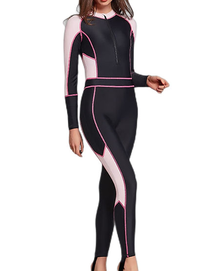 SBART Women's Rash Guard Dive Skin Suit Bathing Suit Swimsuit UV Sun Protection UPF50+ Breathable Long Sleeve Full Body Front Zip - Swimming Diving Surfing Snorkeling Patchwork Summer / Quick Dry - LuckyFash™