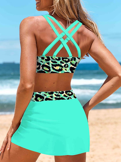 Women's Swimwear Bikini Normal Swimsuit 2 Piece Printing Leopard Green Bathing Suits Sports Beach Wear Summer - LuckyFash™