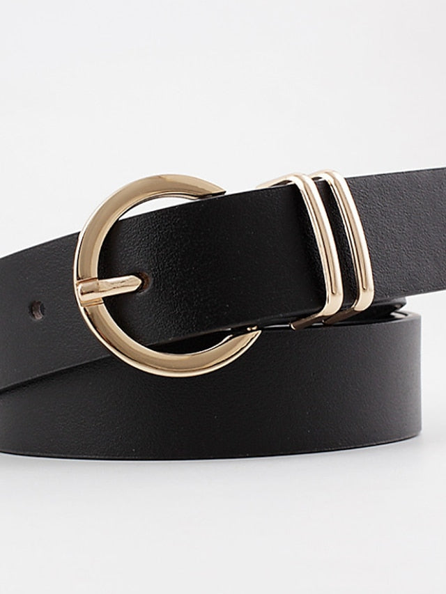 Women's Unisex PU Buckle Belt PU Leather Prong Buckle D-ring Casual Classic Party Daily Black Pink Brown Beige - LuckyFash™