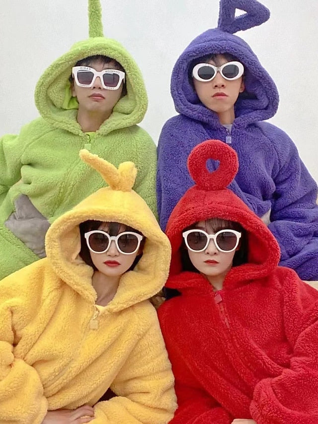 Adults' Kigurumi Pajamas Nightwear Alien Teletubbies Character Onesie Pajamas Flannel Cosplay For Men and Women Christmas Animal Sleepwear Cartoon Festival / Holiday Costumes - LuckyFash™