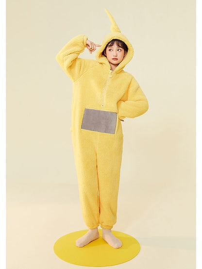 Adults' Kigurumi Pajamas Nightwear Alien Teletubbies Character Onesie Pajamas Flannel Cosplay For Men and Women Christmas Animal Sleepwear Cartoon Festival / Holiday Costumes - LuckyFash™