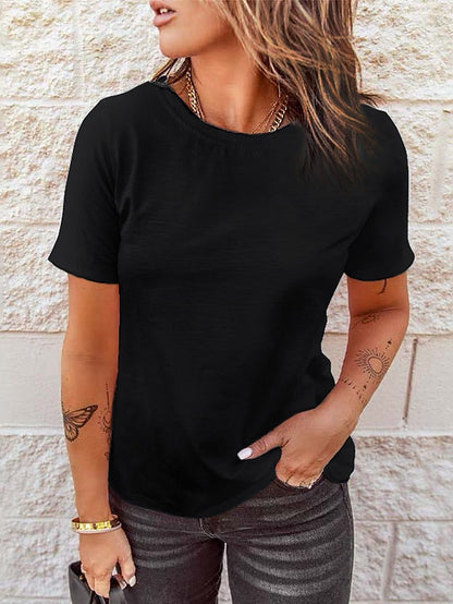 Women's T shirt Tee Cotton 100% Cotton Plain Casual Daily Weekend Black Short Sleeve Vintage Basic Classic Round Neck Summer Spring