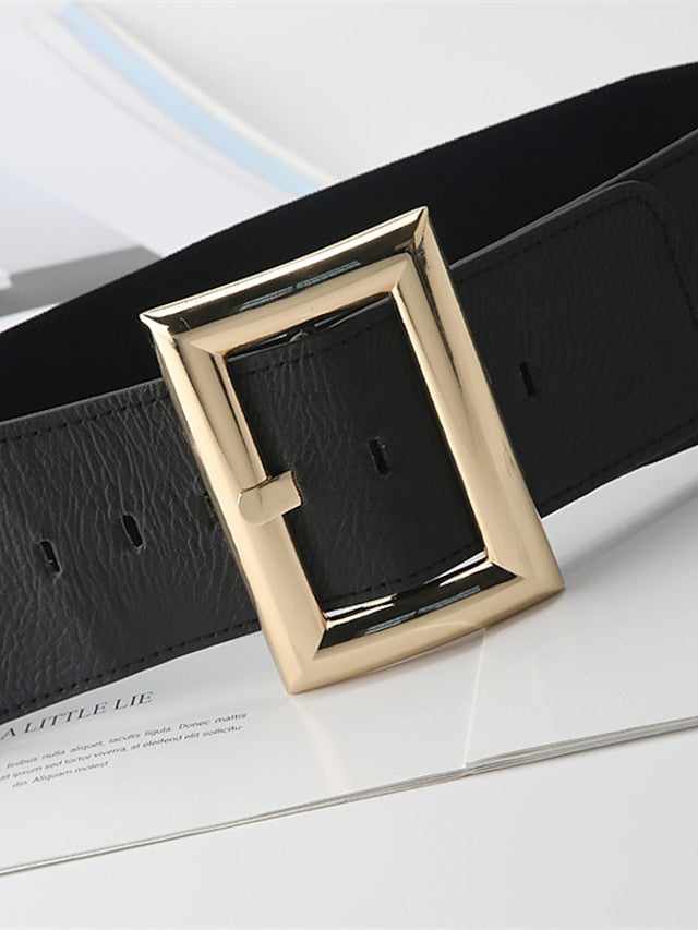Women's Belt PU Black Gold Wide Belt Dailywear Business Daily Date Pure Color / Spring / Summer / Fall / Winter - LuckyFash™