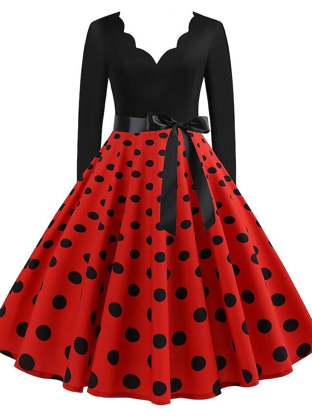 Audrey Hepburn Dresses 1950s Vintage Inspired Prom Dress Cocktail Dress Vintage Dress Fall & Winter Dress A-Line Dress Tea Dress Rockabilly Flare Dress Women's Teen Costume Vintage Cosplay Homecoming - LuckyFash™