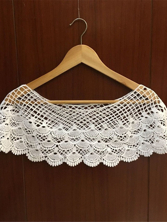 Women's Shrug Jumper Crochet Knit Cropped Lace Trims Hole Solid Color Crew Neck Stylish Elegant Outdoor Date Summer Spring Splash #shawl 980 Big leaf #shawl 988 21*9.5*10.5 - LuckyFash™