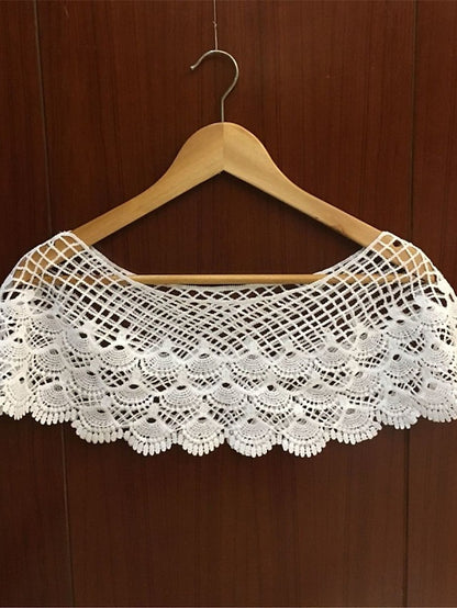 Women's Shrug Jumper Crochet Knit Cropped Lace Trims Hole Solid Color Crew Neck Stylish Elegant Outdoor Date Summer Spring Splash #shawl 980 Big leaf #shawl 988 21*9.5*10.5 - LuckyFash™