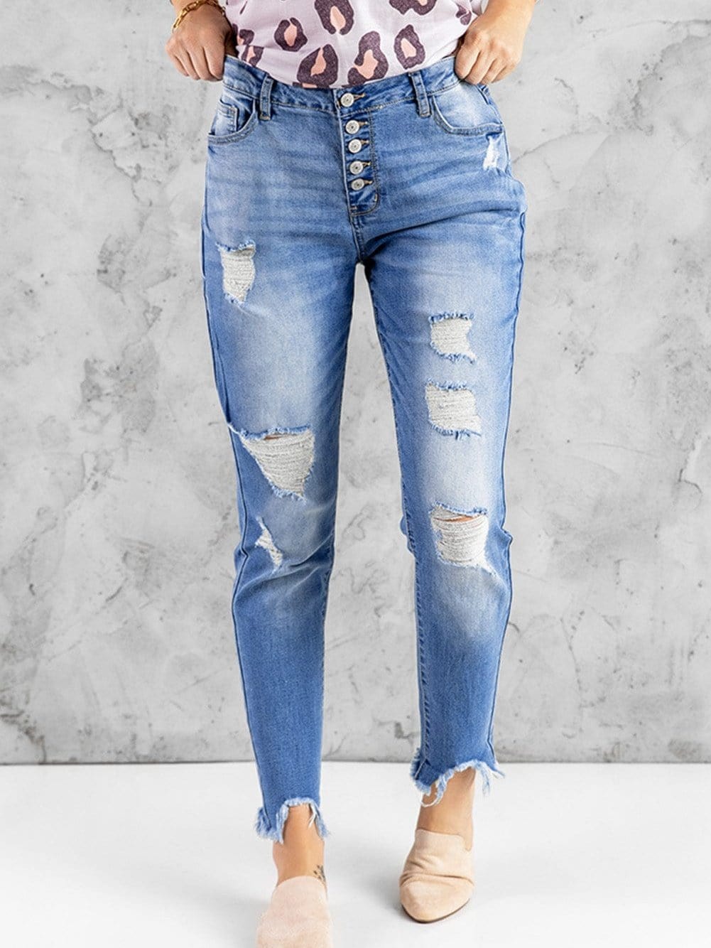 Judy Blue Melanie Full Size High Waisted Distressed Boyfriend Jean