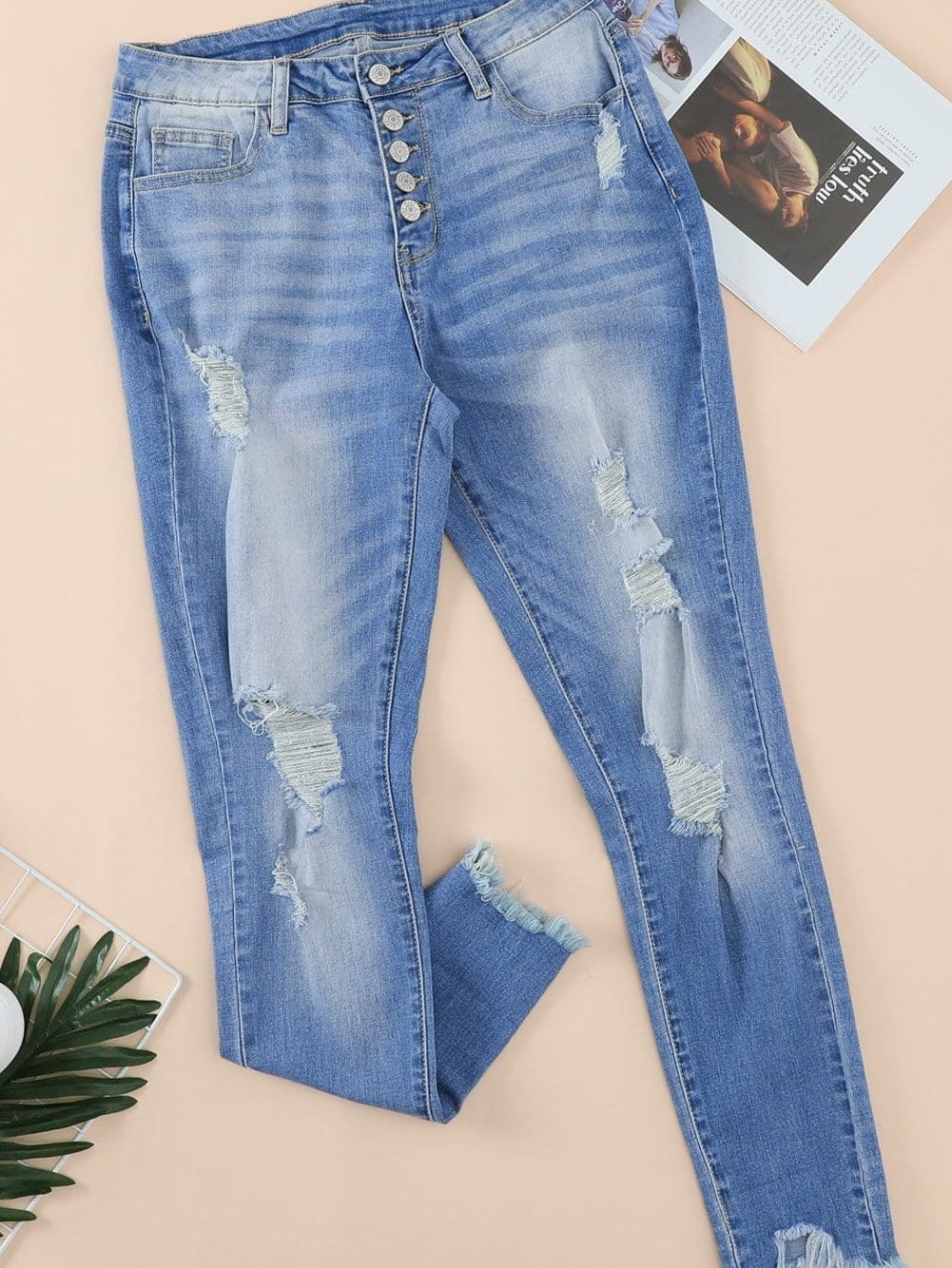 Judy Blue Melanie Full Size High Waisted Distressed Boyfriend Jean