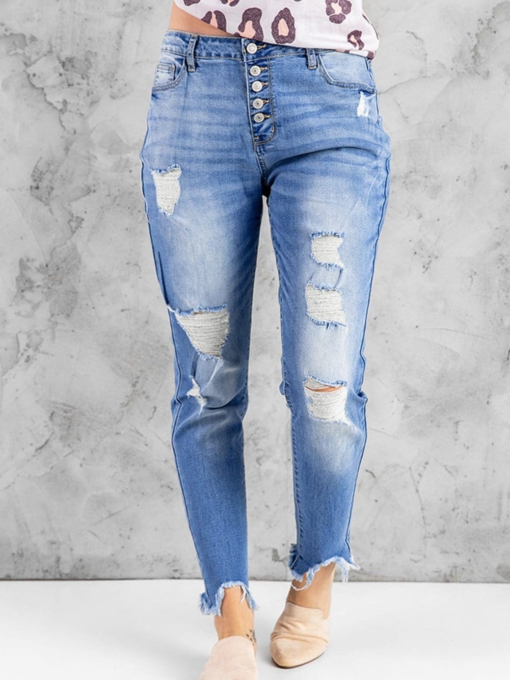 Judy Blue Melanie Full Size High Waisted Distressed Boyfriend Jean