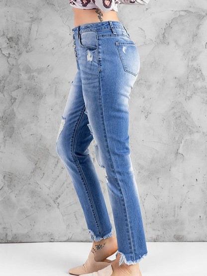 Judy Blue Melanie Full Size High Waisted Distressed Boyfriend Jean