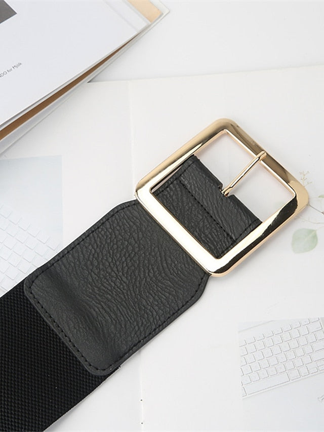 Women's Belt PU Black Gold Wide Belt Dailywear Business Daily Date Pure Color / Spring / Summer / Fall / Winter - LuckyFash™