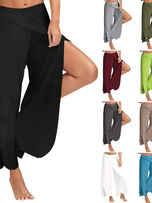 Women's Yoga Pants Palazzo Wide Leg Quick Dry Moisture Wicking High Waist Fitness Gym Workout Pilates Pants Bloomers Bottoms Wine White Black Plus Size Sports Activewear Stretchy Loose - LuckyFash™