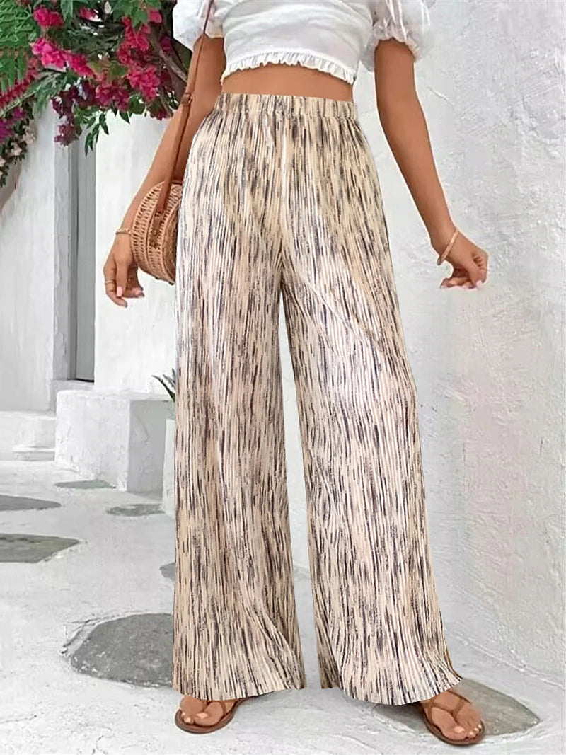 Women's Wide Leg Baggy Wide Leg Full Length Wide Leg Baggy Micro-elastic High Waist Casual Daily Casual Daily Wear Apricot Black S M Spring & Summer