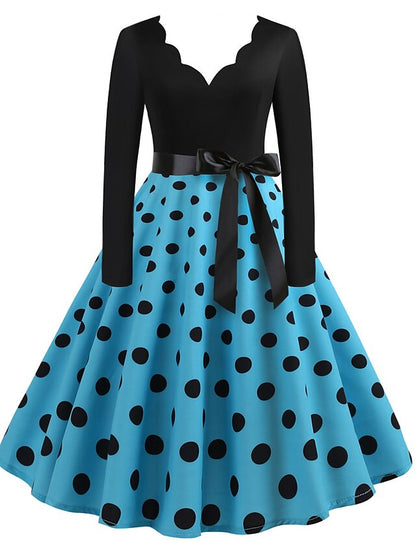 Audrey Hepburn Dresses 1950s Vintage Inspired Prom Dress Cocktail Dress Vintage Dress Fall & Winter Dress A-Line Dress Tea Dress Rockabilly Flare Dress Women's Teen Costume Vintage Cosplay Homecoming - LuckyFash™