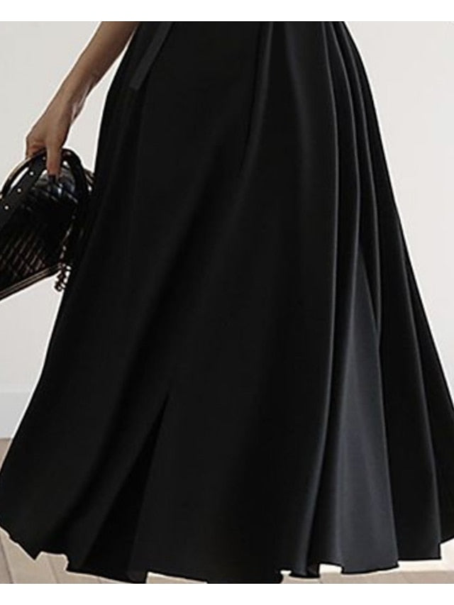 Women's Work Dress Blazer Dress Black Dress Midi Dress Black Long Sleeve Pure Color With Belt Winter Fall Spring Shirt Collar Fashion Wedding Winter Dress Office 2023 S M L XL 2XL 3XL - LuckyFash™