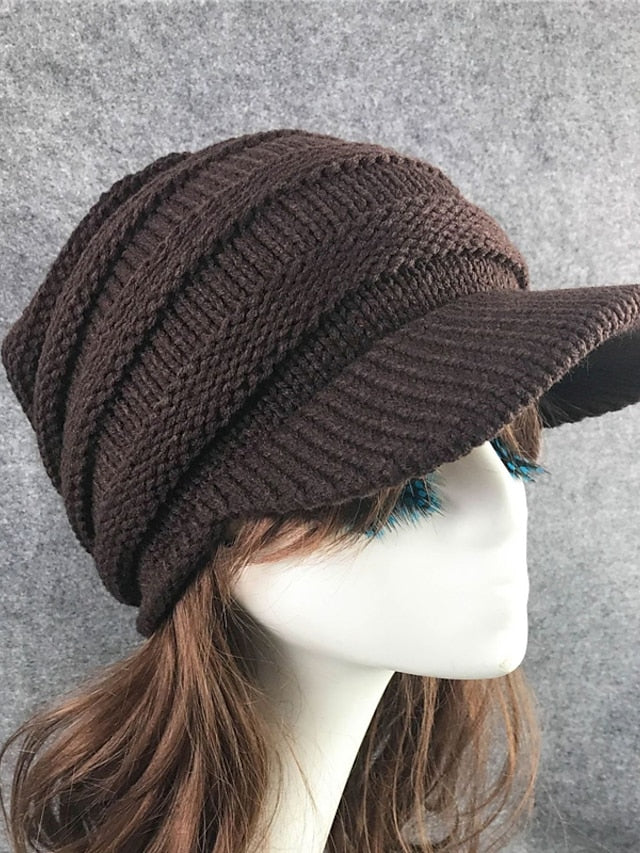 Women's Hat Beanie / Slouchy Black Beige Coffee Outdoor Home Street Knitted Pure Color Portable Windproof Comfort - LuckyFash™