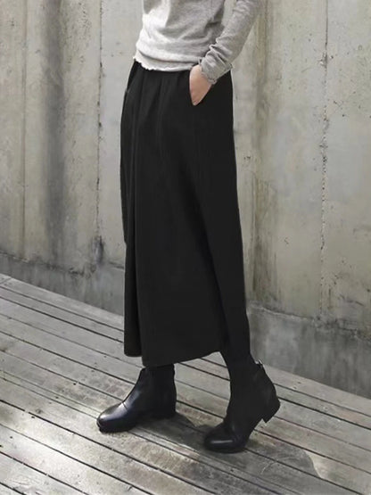 Women's Wide Leg Polyester Plain Dark-Gray Black Fashion High Waist Ankle-Length Street Daily Fall Winter