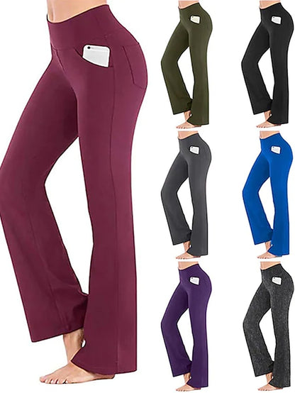 Women's Yoga Pants Side Pockets Bootcut Tights Tummy Control Butt Lift 4 Way Stretch Purple Army Green Dark Gray Yoga Fitness Gym Workout Winter Sports Activewear High Elasticity / Breathable - LuckyFash™