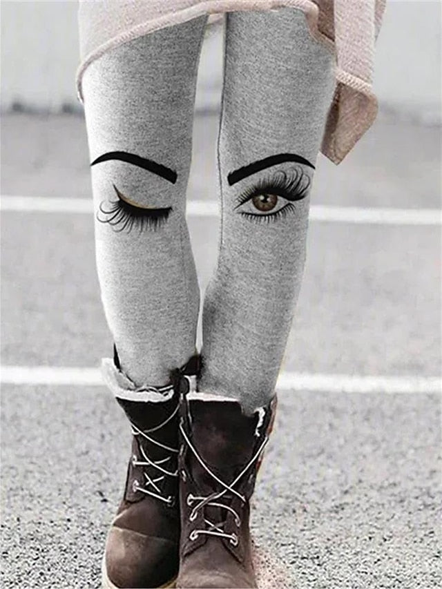 Women's Tights Normal Polyester Cat Stripe Picture color 1 Picture color 2 Fashion Mid Waist Full Length Halloween Casual