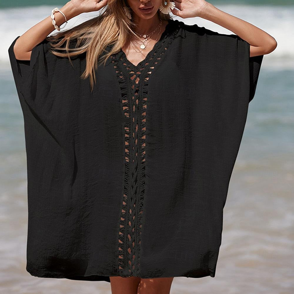 Women's Summer Dress Cover Up Cut Out Beach Wear Holiday Sleeveless Black White Blue Color