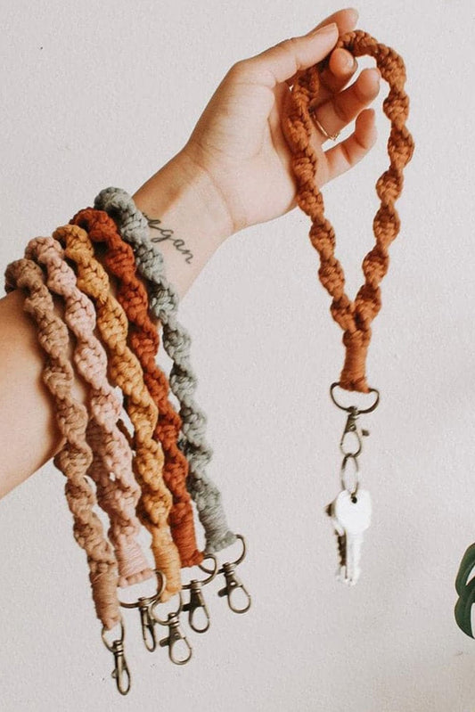 Khaki Twisted Rope Keychain with Wristlet