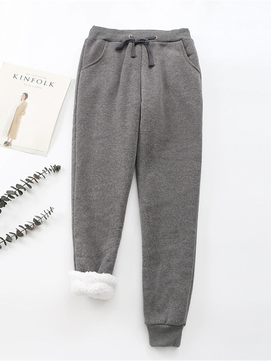 Women's Sweatpants Cotton Plain Light Pink Deep Green Active High Waist Full Length Outdoor Home Fall Winter