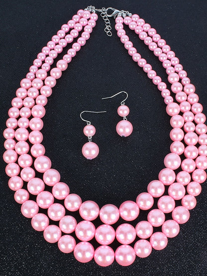 Women's necklace Chic & Modern Party Pure Color Jewelry Sets / Imitation Pearl / White / Red / Purple / Fall - LuckyFash™