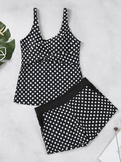 Women's Swimwear Tankini 2 Piece Normal Swimsuit Push Up Polka Dot Green Black Blue Purple Light Green Vest Bathing Suits Sports Casual Vacation / Summer / New / Padded Bras - LuckyFash™