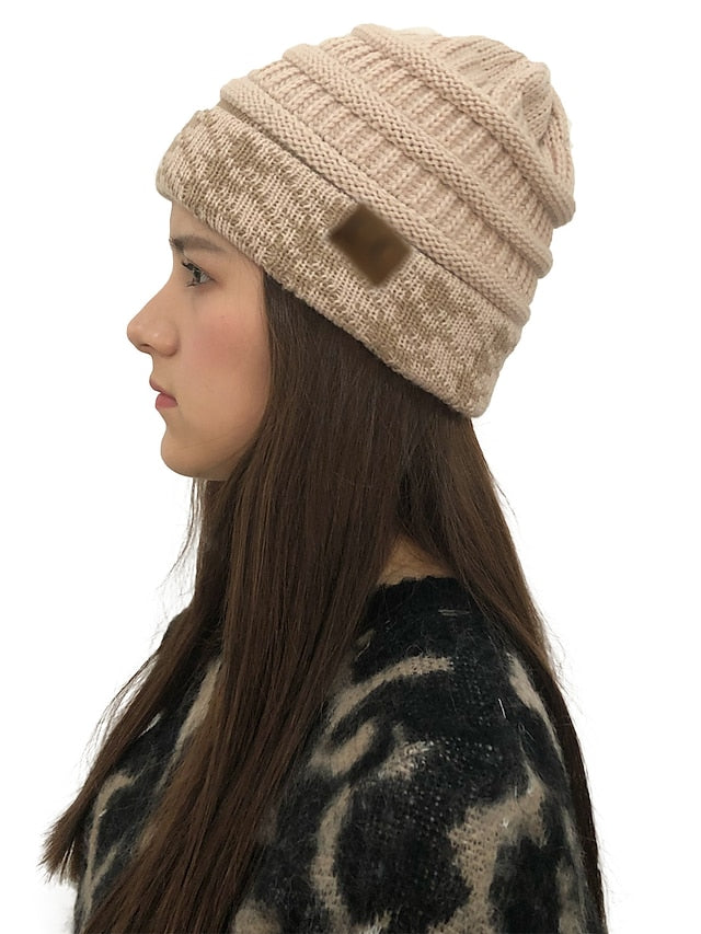 Women's Hat Beanie / Slouchy Black Wine Light Gray Outdoor Home Street Knitted Houndstooth Portable Windproof Comfort - LuckyFash™