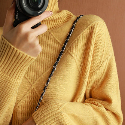 Women's Pullover Sweater Jumper Pullover Jumper Turtleneck Knit Polyester Knitted Drop Shoulder Fall Winter Outdoor Home Daily Stylish Basic Casual Long Sleeve Solid Color Argyle Black Yellow Camel S