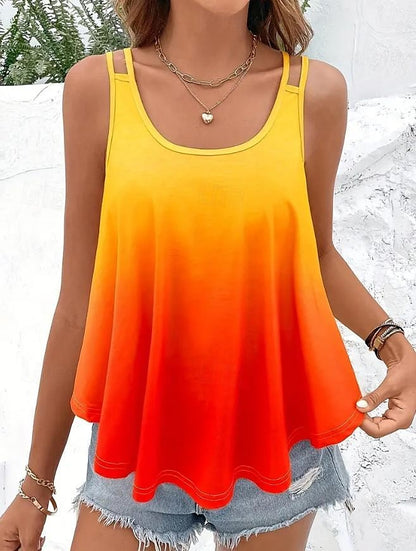 Women's Tank Top Camisole Ombre Color Gradient Vacation Print Pink Sleeveless Stylish Casual U Neck Summer