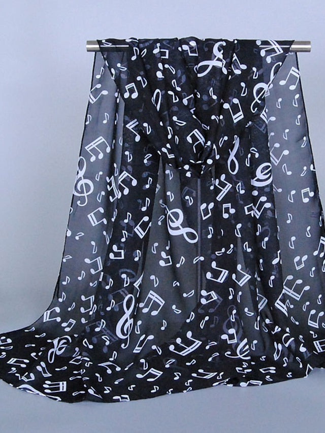 1PC Women Lady Musical Note Chiffon Neck Scarf Shawl Muffler Scarves High Quality Fabulous Elastic Beautiful Scarves - LuckyFash™