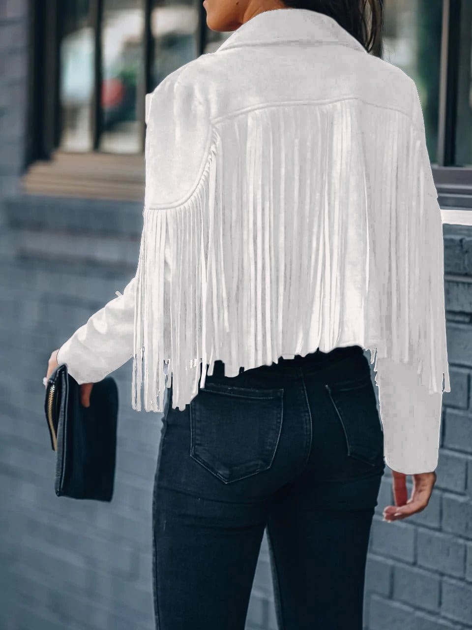 Lapel Fringe Long Sleeve Coat