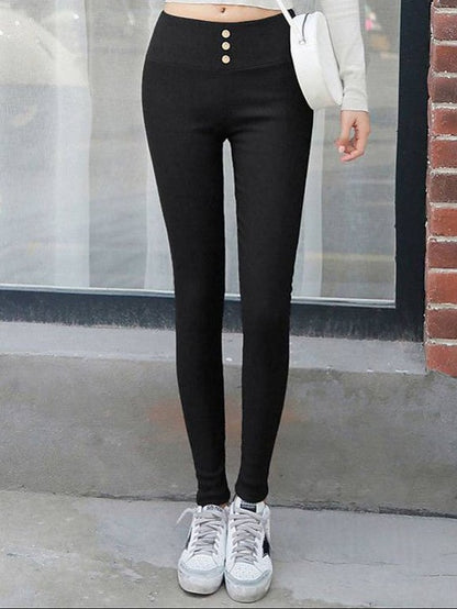 Women's Tights Polyester Plain Black Fashion Full Length Casual Daily