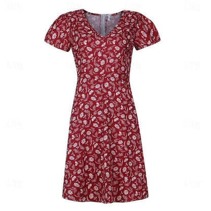 Women's V Neck Flutter Sleeve Midi Dress Short Sleeve Summer Spring