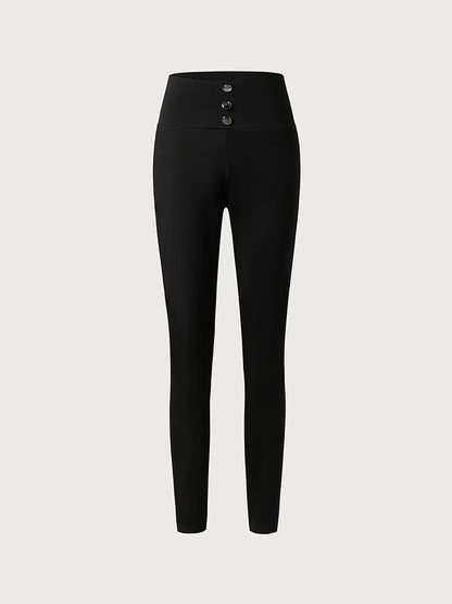 Women's Tights Polyester Plain Black Fashion Full Length Casual Daily