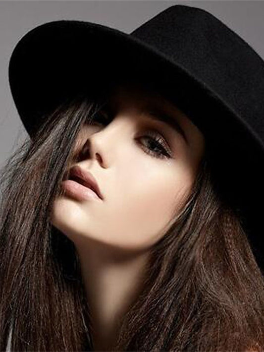 Women's Fedora Hat Party Wedding Daily Pure Color Pure Color Wine Black Hat / Winter / Spring / Vintage - LuckyFash™