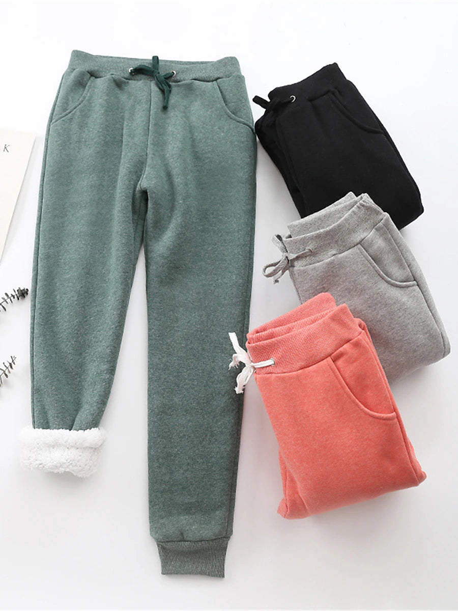 Women's Sweatpants Cotton Plain Light Pink Deep Green Active High Waist Full Length Outdoor Home Fall Winter