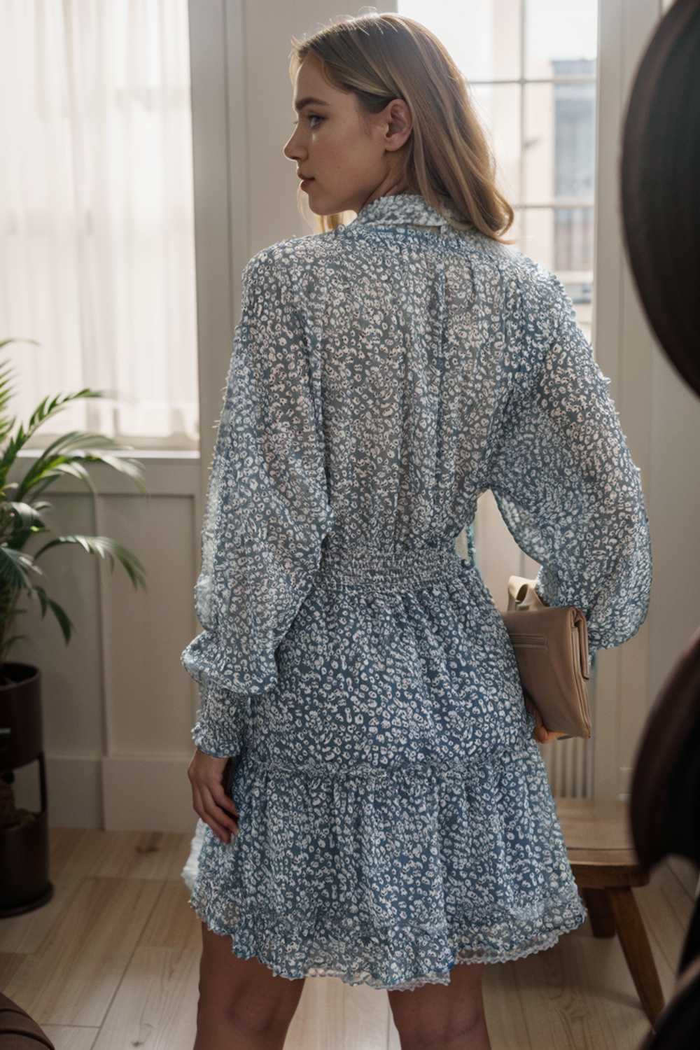 loose leopard print v neck dress drop shoulder a line closed cape paneled 133794