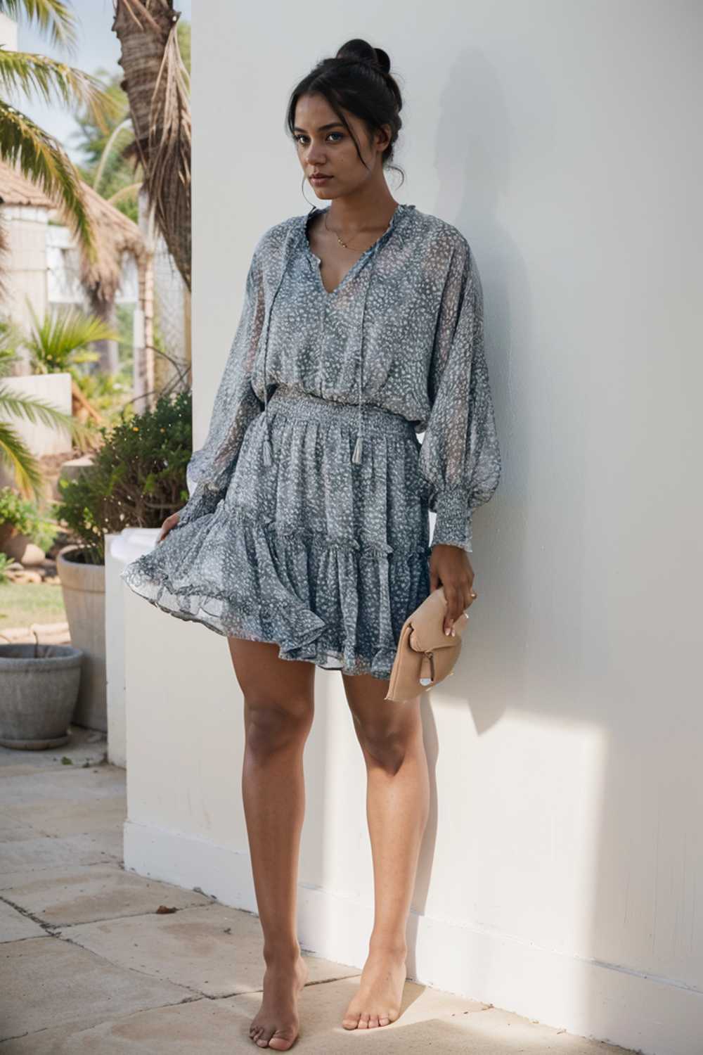 loose leopard print v neck dress drop shoulder a line closed cape paneled 132907