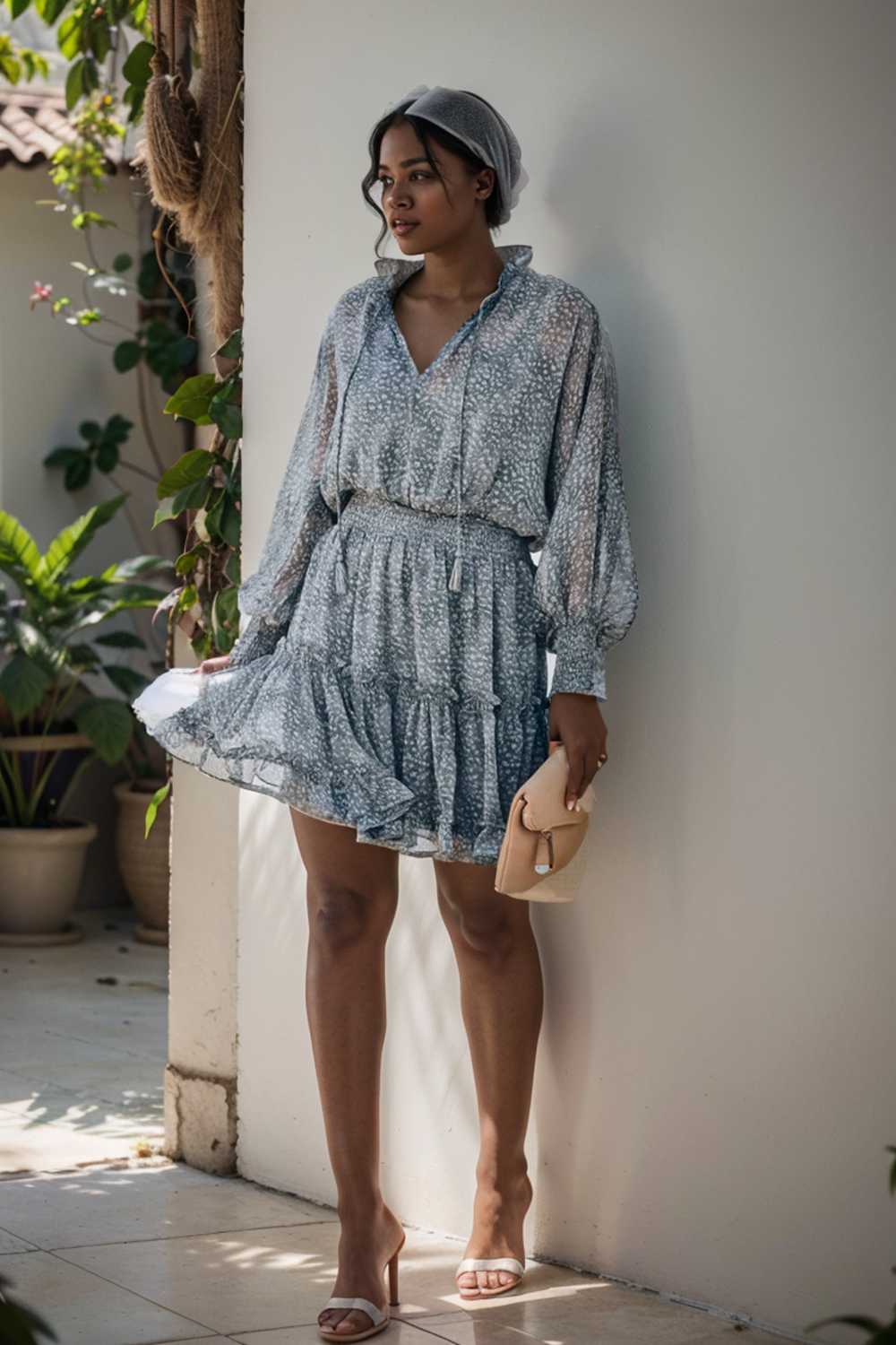 loose leopard print v neck dress drop shoulder a line closed cape paneled 133791