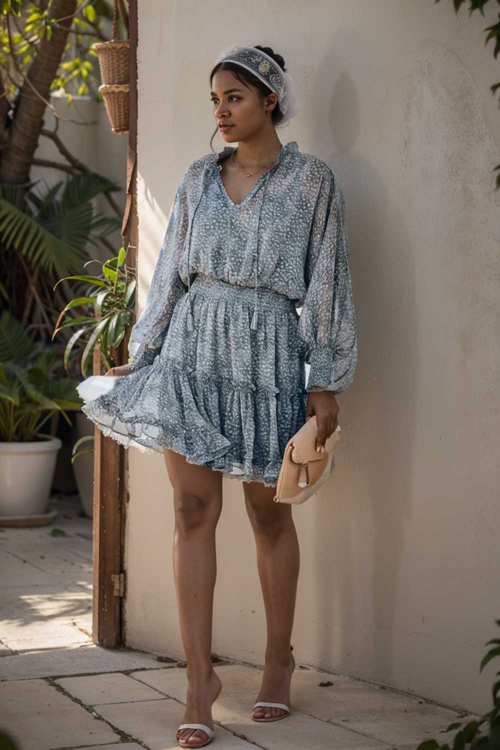 loose leopard print v neck dress drop shoulder a line closed cape paneled 105051