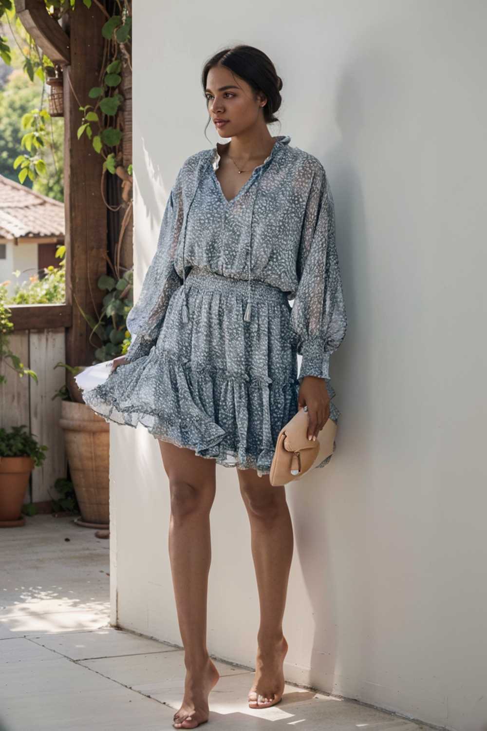 loose leopard print v neck dress drop shoulder a line closed cape paneled 133779