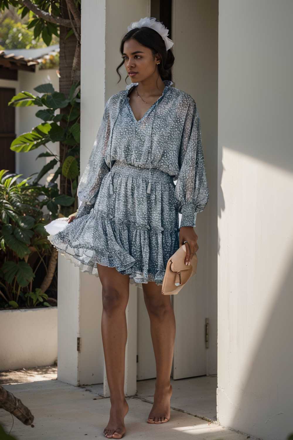 loose leopard print v neck dress drop shoulder a line closed cape paneled 133778