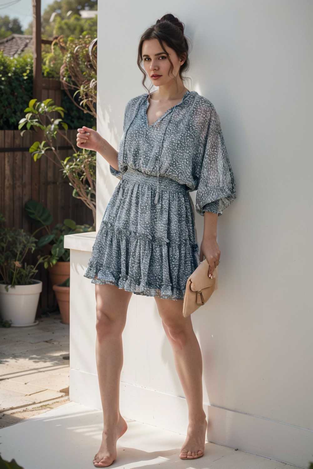 loose leopard print v neck dress drop shoulder a line closed cape paneled 109042