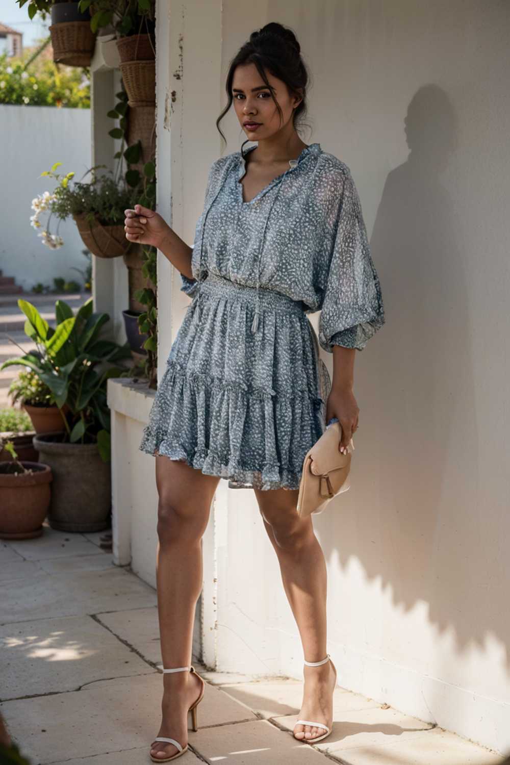 loose leopard print v neck dress drop shoulder a line closed cape paneled 131800
