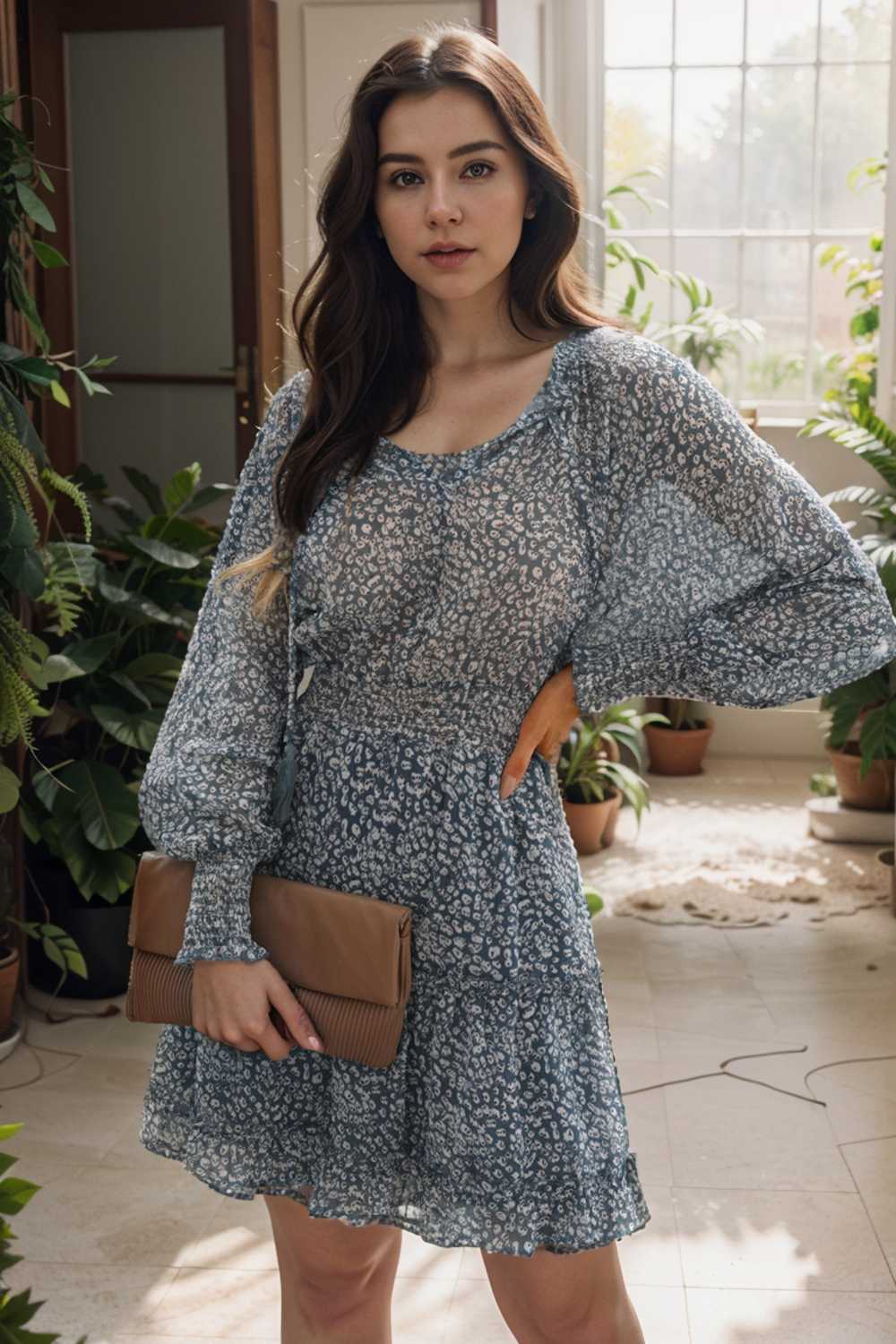 loose leopard print v neck dress drop shoulder a line closed cape paneled 133747