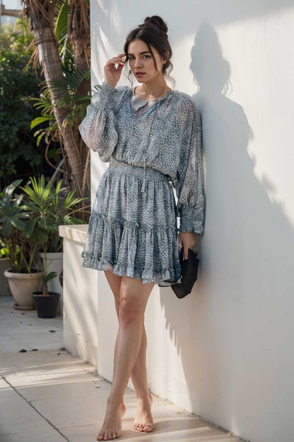 loose leopard print v neck dress drop shoulder a line closed cape paneled 130856