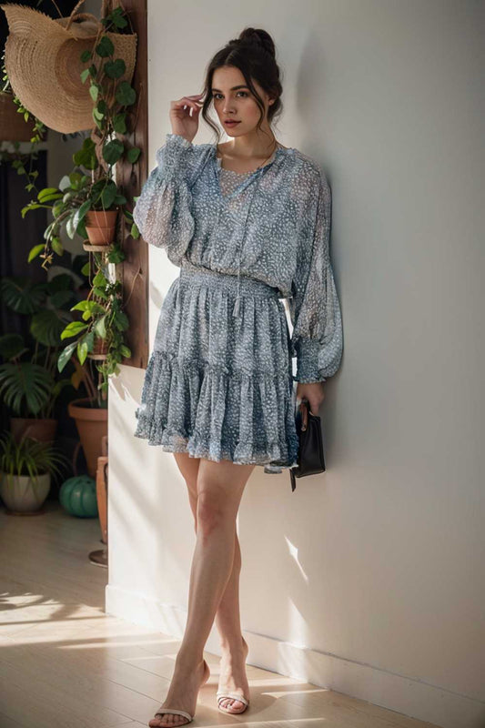 loose leopard print v neck dress drop shoulder a line closed cape paneled 109901
