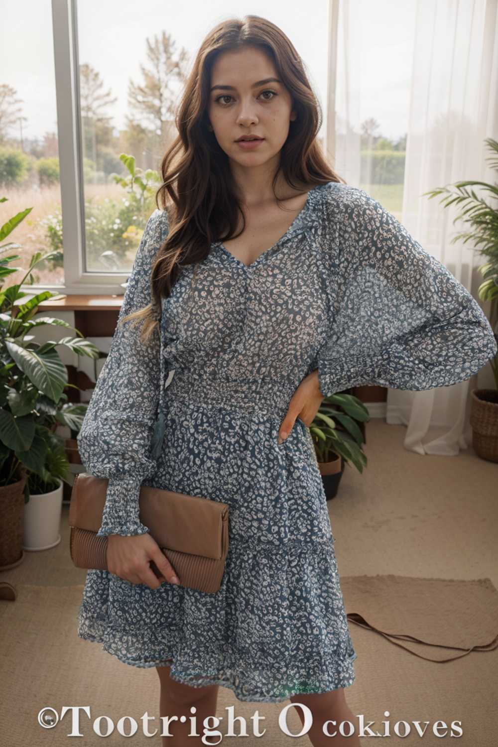 loose leopard print v neck dress drop shoulder a line closed cape paneled 130331